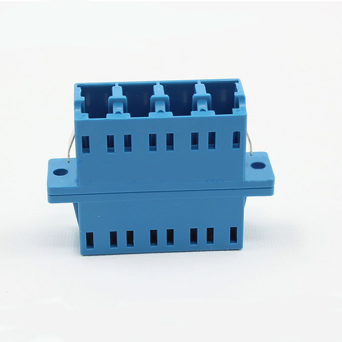 LC Plastic Fiber Optic Adapter Single Mode Four Core Blue Flange - Click Image to Close